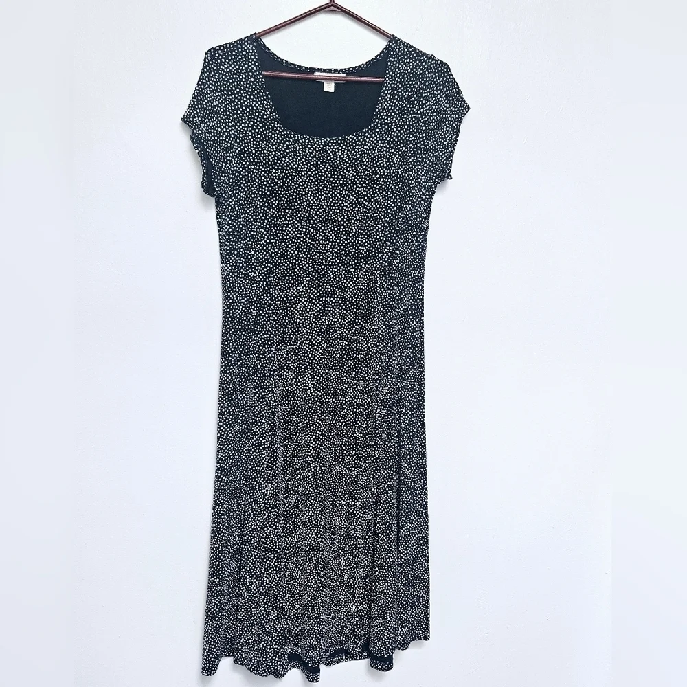 Vintage Coldwater Creek Iron free Empire Waist maxi Flowy Polka sz M 90s Dress - Picture 1 of 11